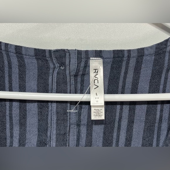 RVCA Blue Striped Midi Linen Cotton Blend Dress Size Large New With Tags - Picture 5 of 8